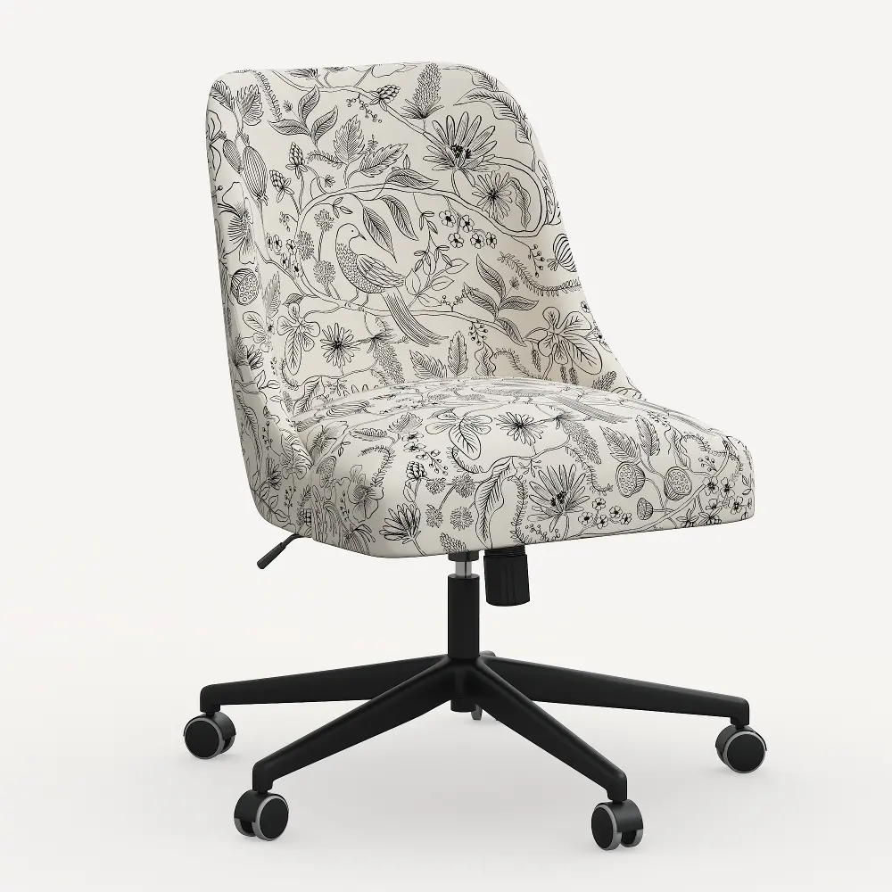 84-9RPCAVBLKCRMLCB Rifle Paper Co. Oxford Aviary Cream & Black Office Chair-1