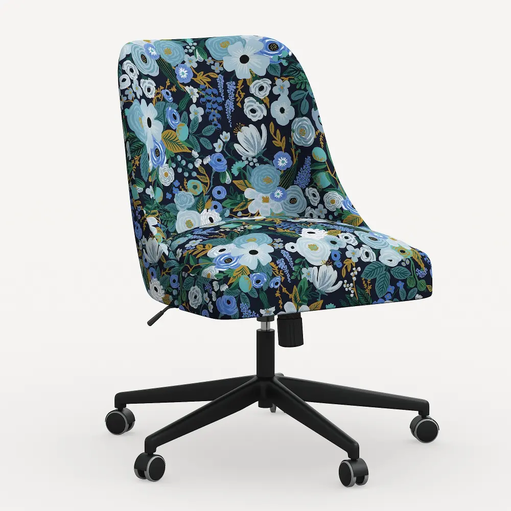 84-9RPCGRPRBLULCB Rifle Paper Co. Oxford Garden Party Blue Office Chair-1