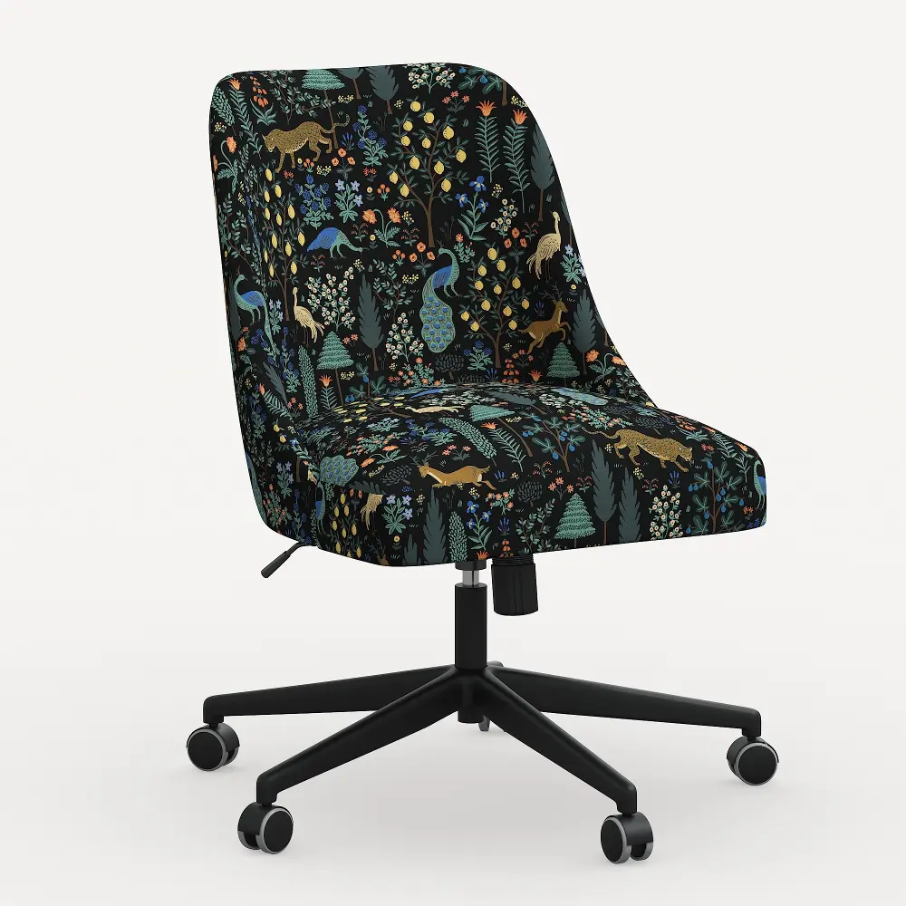 84-9RPCMNBLKLCB Rifle Paper Co. Oxford Menagerie Black Office Chair-1