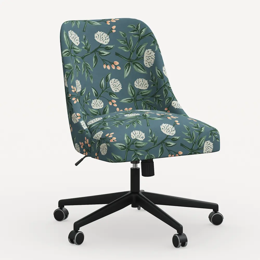 84-9RPCPNEMRLCB Rifle Paper Co. Oxford Emerald Peonies Office Chair-1