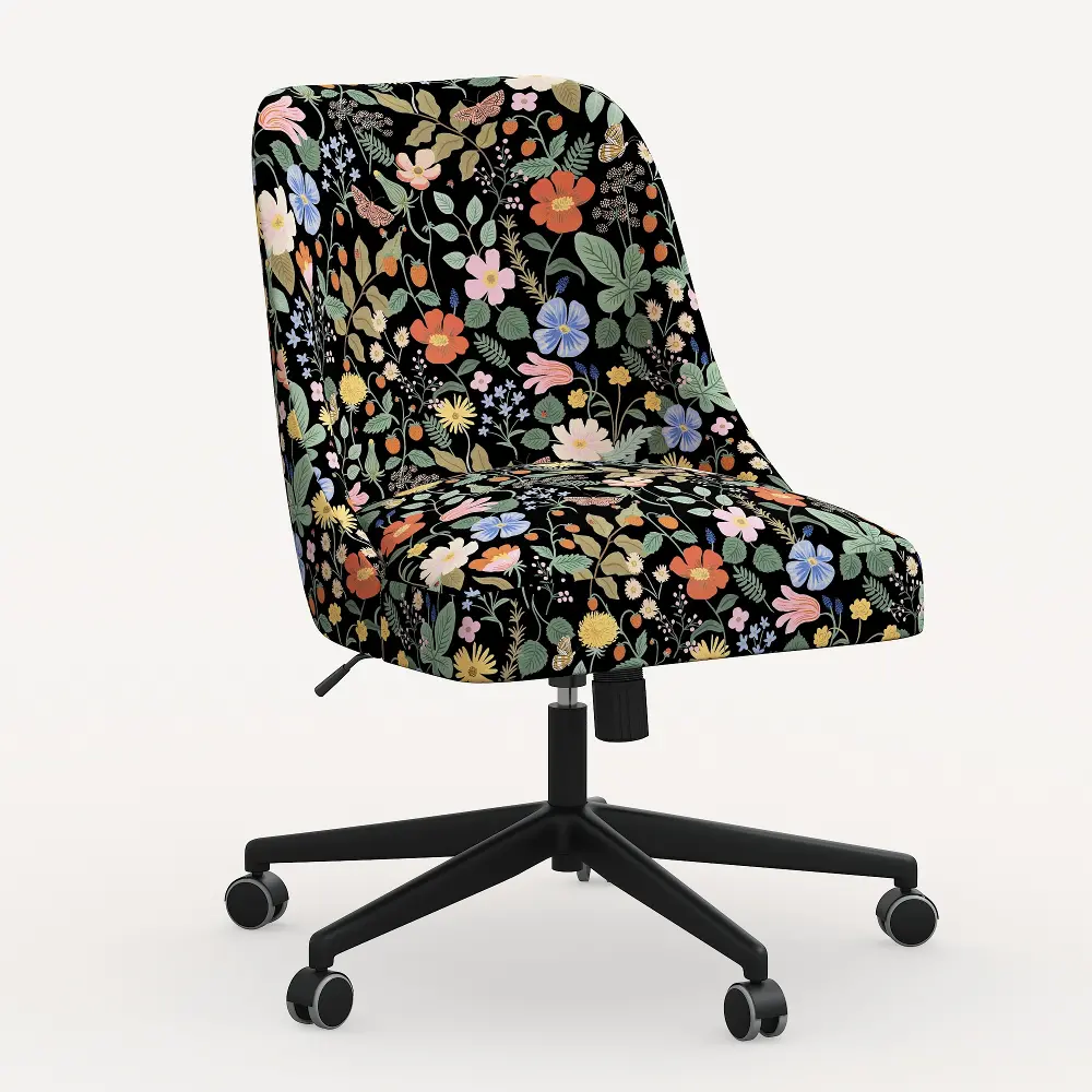 84-9RPCSTFLBLKLCB Rifle Paper Co. Oxford Black Strawberry Fields Office Chair-1