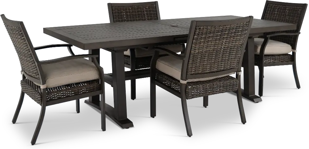 5PC/TRENTON/TBL-4ACH Trenton Brown 5 Piece Patio Dining Set-1