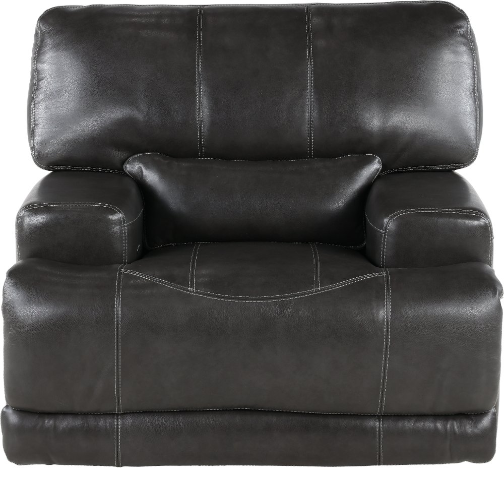 Stampede Charcoal Leather Power Recliner