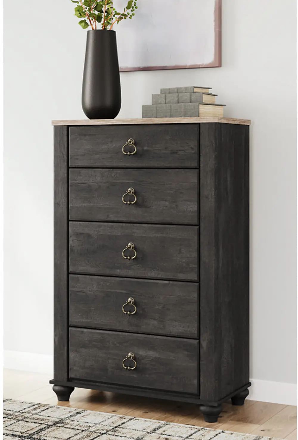 Darkhaven Charcoal Black Chest of Drawers-1