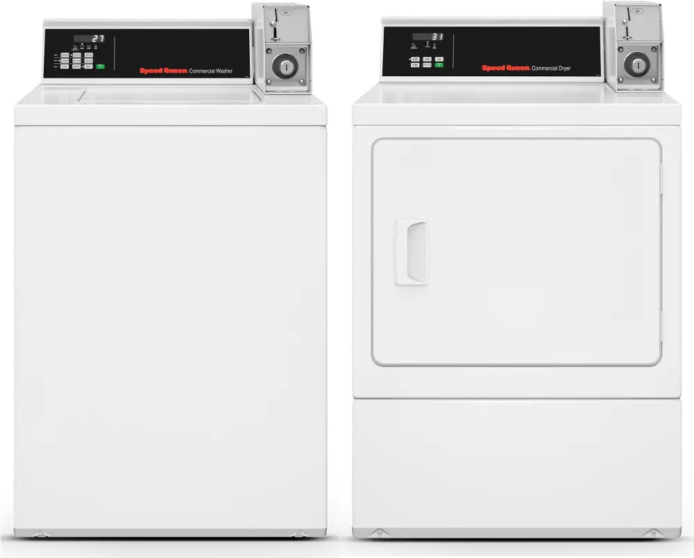 .SPQ-W/W-6000-ELE-PR Speed Queen Coin Operated Electric Washer and Dryer - White-1