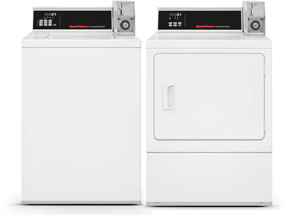.SPQ-W/W-6000-GAS-PR Speed Queen Coin Operated Gas Washer and Dryer Set - White-1