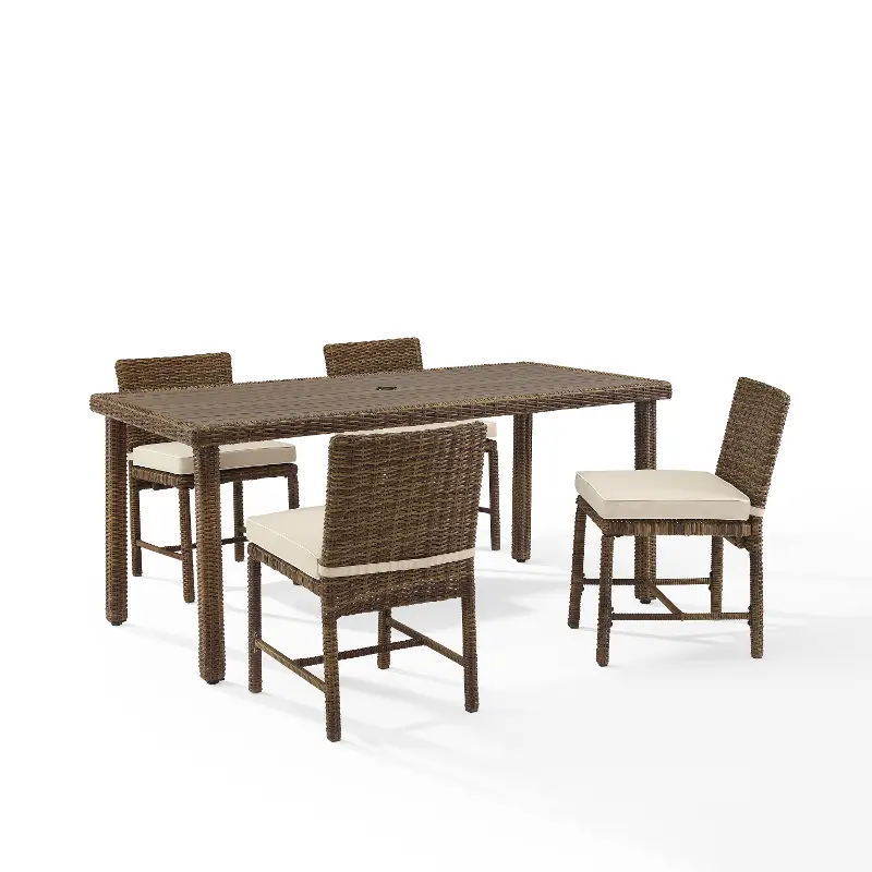 Bradenton 5 Piece Beige and Wicker Patio Dining Set