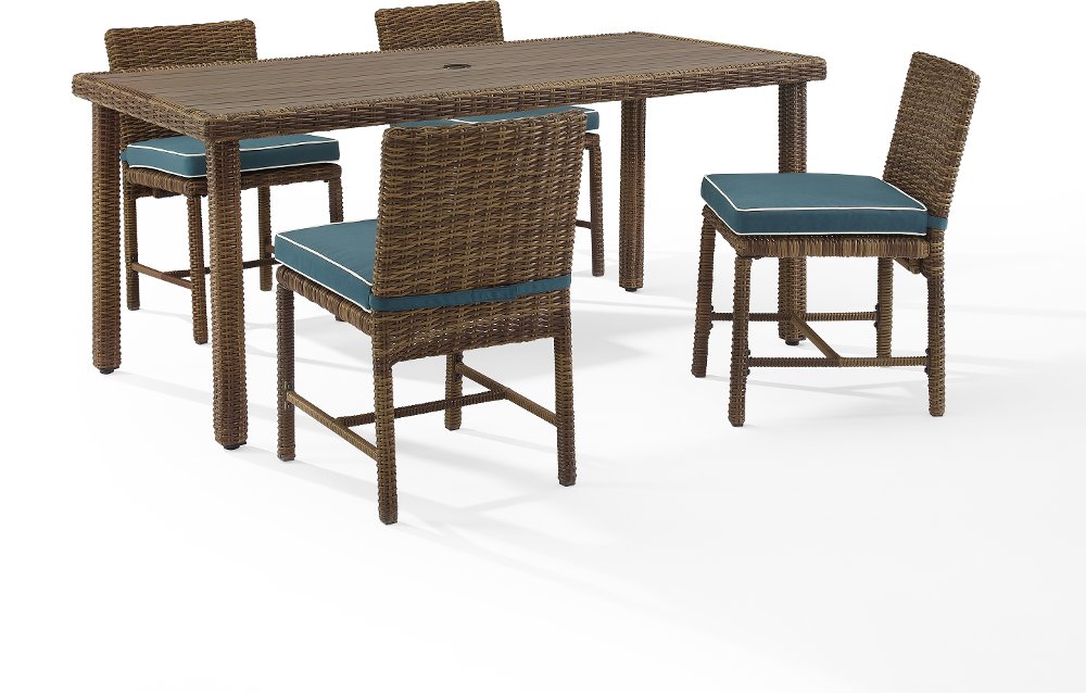 Bradenton 5 pc Navy and Wicker Patio Dining Set