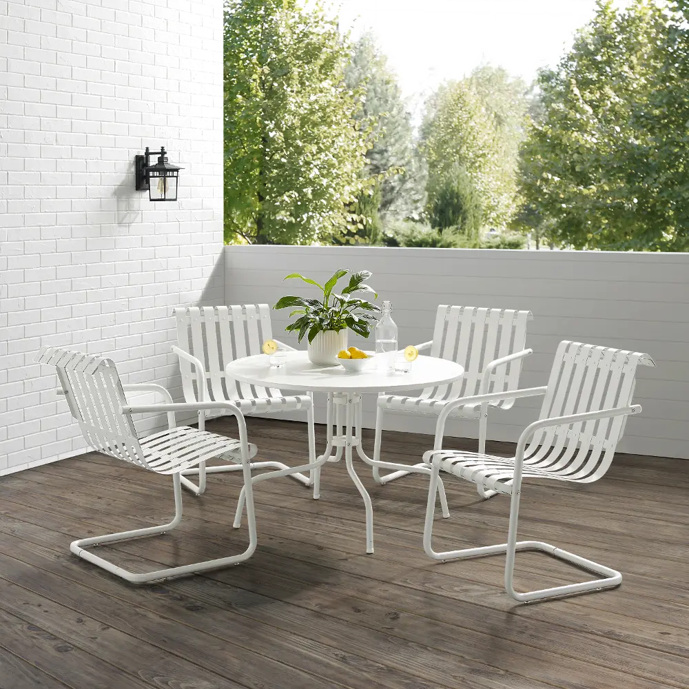 KO10018WH Gracie White 5 Piece Outdoor Metal Dining Set-1