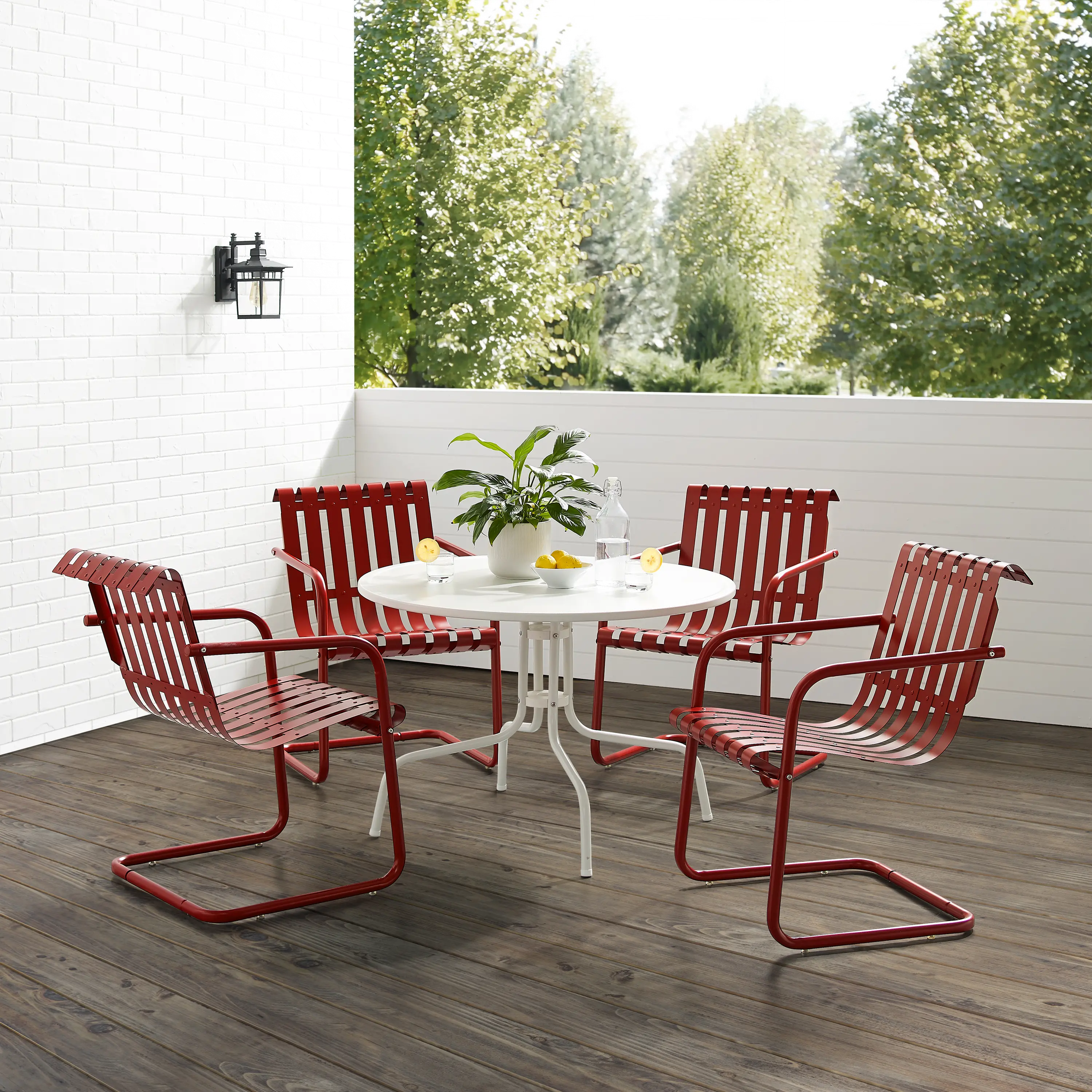 Gracie Red 5 Piece Outdoor Metal Dining Set