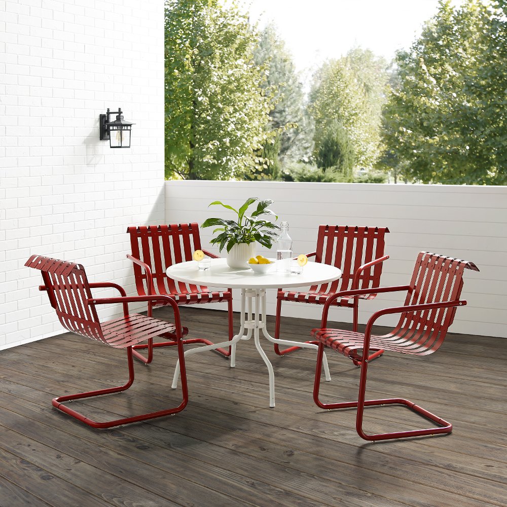 Gracie Red 5 Piece Outdoor Metal Dining Set