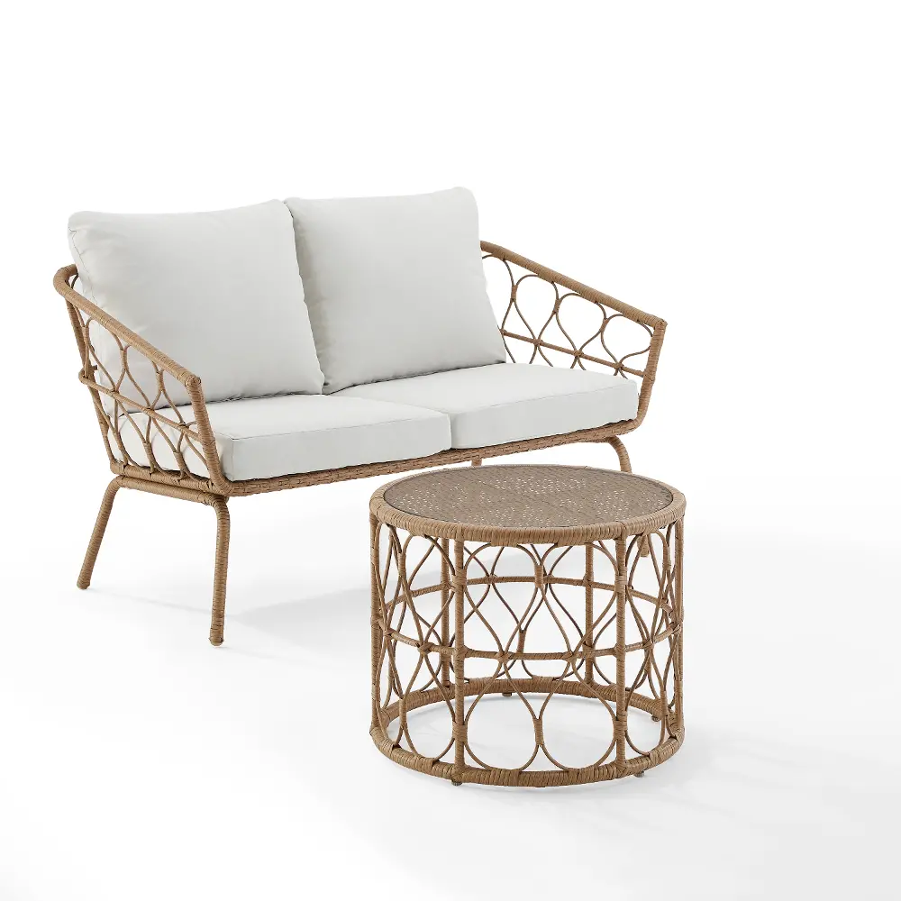 CO7371NA-CR Juniper Outdoor Wicker Loveseat and Coffee Table-1