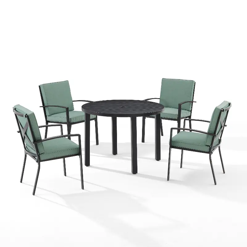 Kaplan 5 Piece Blue and Black Outdoor Dining Set