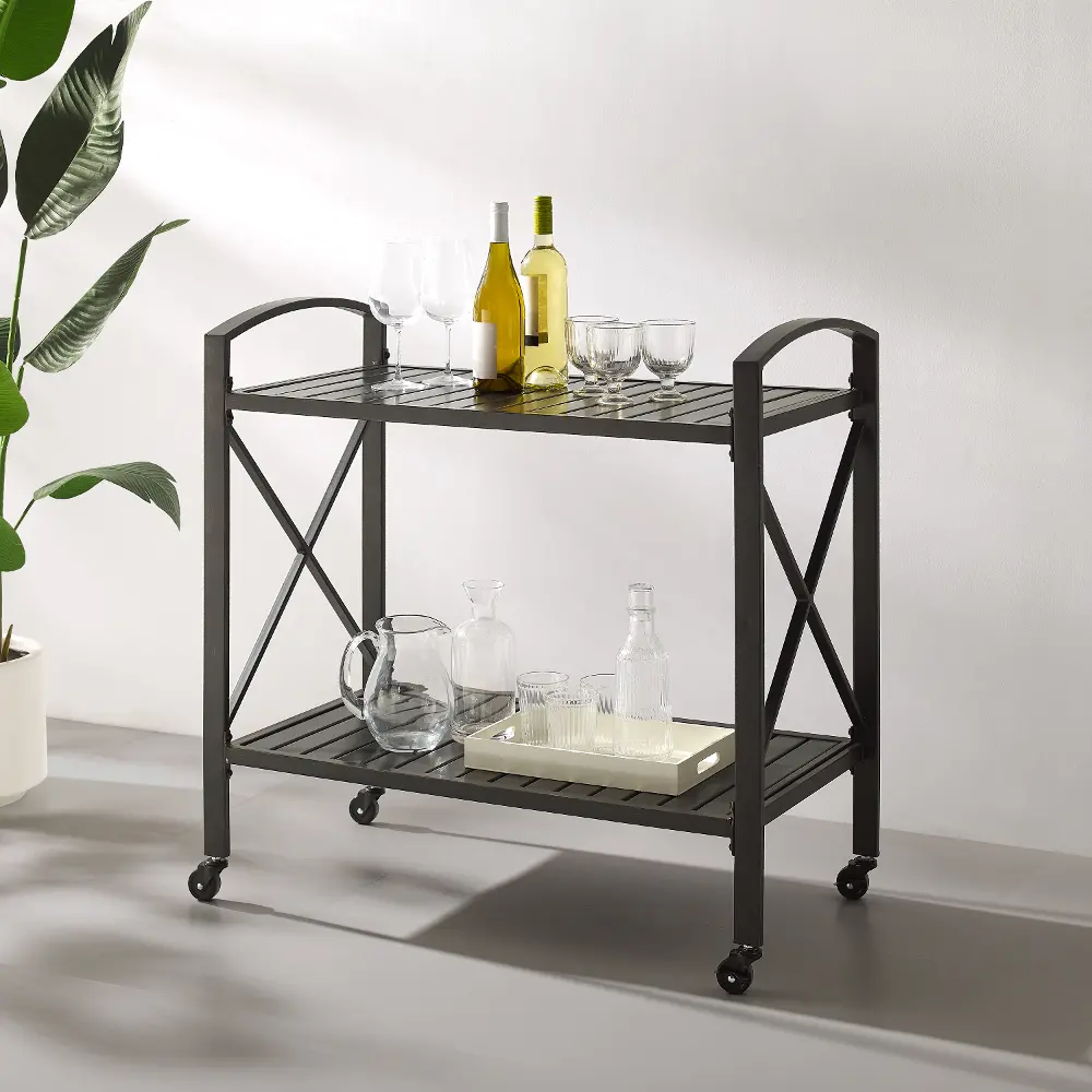 CO7390-BZ Kaplan Outdoor Bronze Metal Bar Cart-1