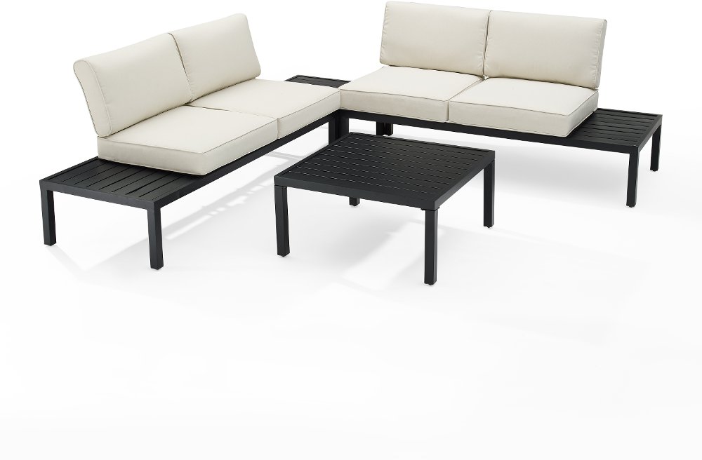 Piermont 4 Piece Cream Outdoor Metal Sectional Set