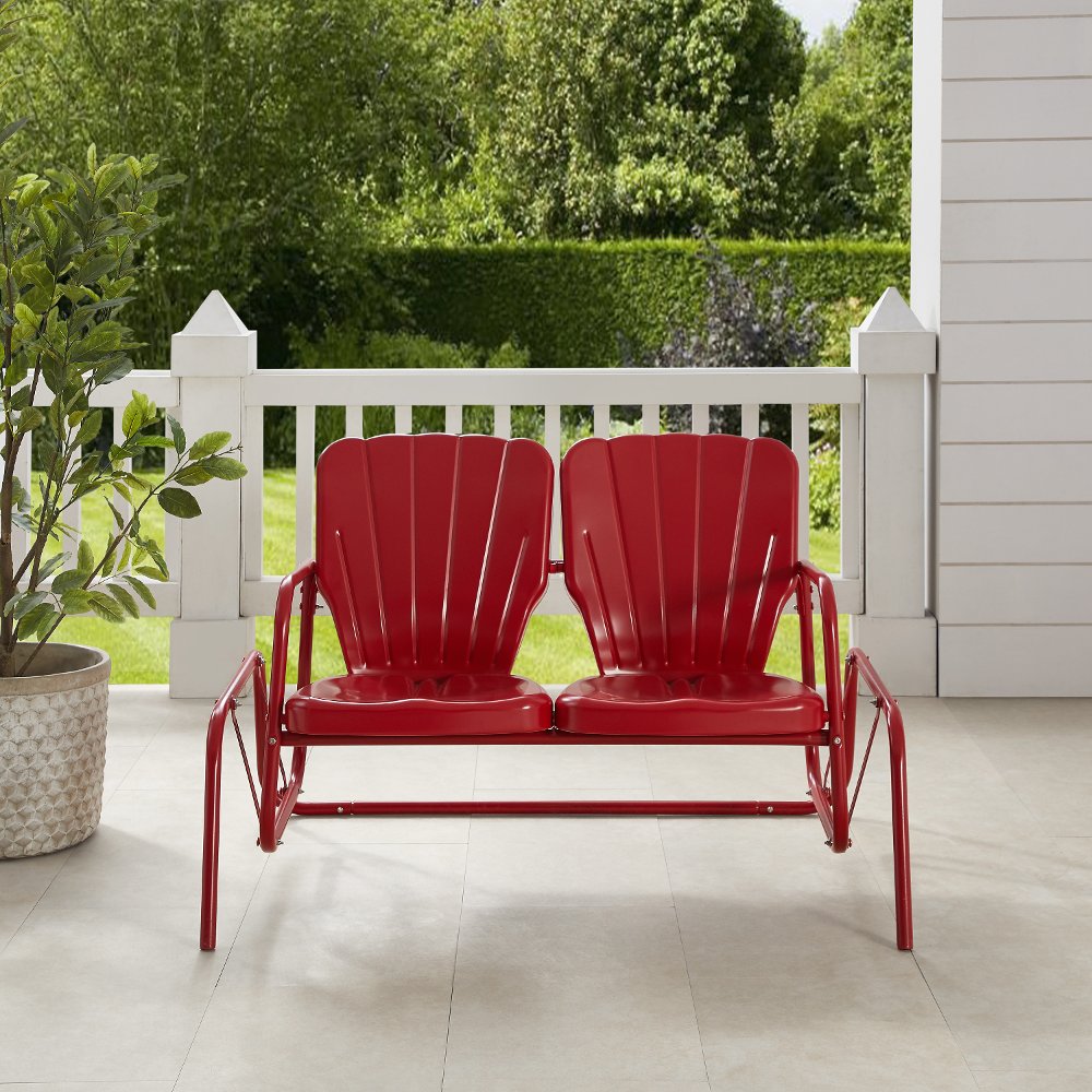 Ridgeland Red Outdoor Metal Loveseat Glider