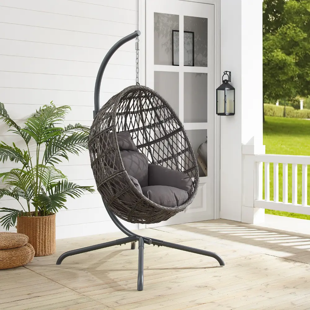 KO70233LB Tess Indoor/Outdoor Wicker Hanging Egg Chair-1