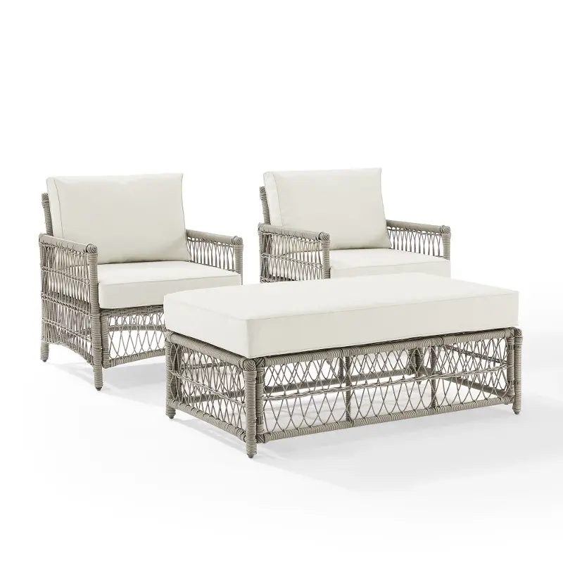 Thatcher 3 Piece Outdoor Wicker Armchair and Ottoman Set