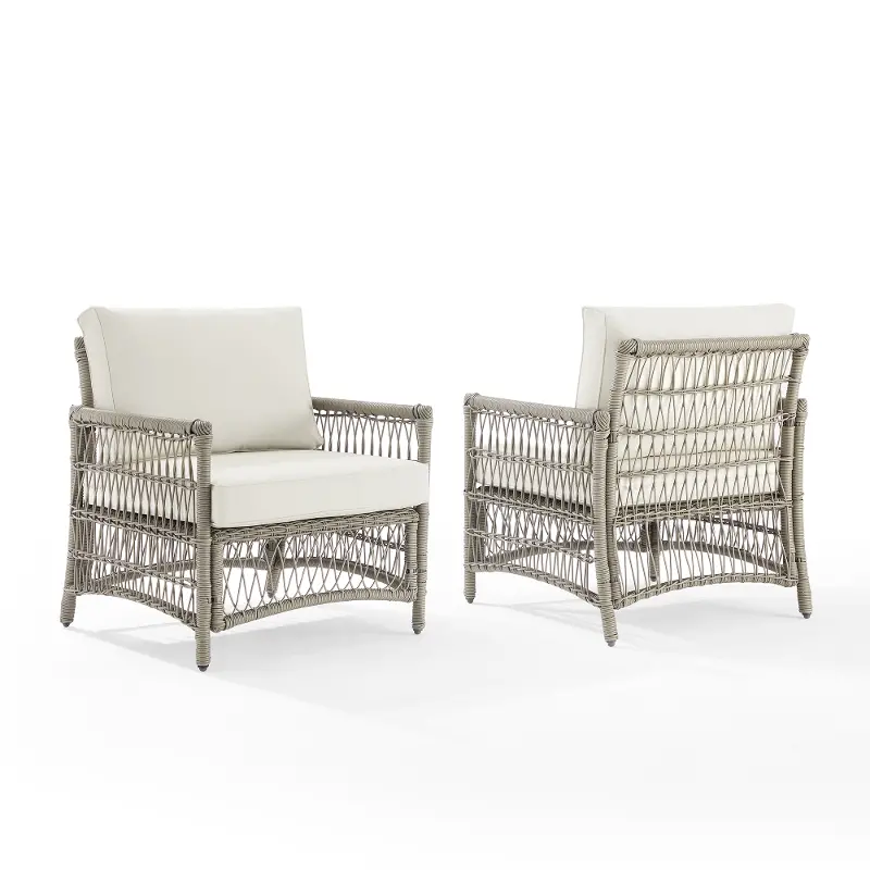 Thatcher 2 Piece Off-White Outdoor Wicker Armchair Set