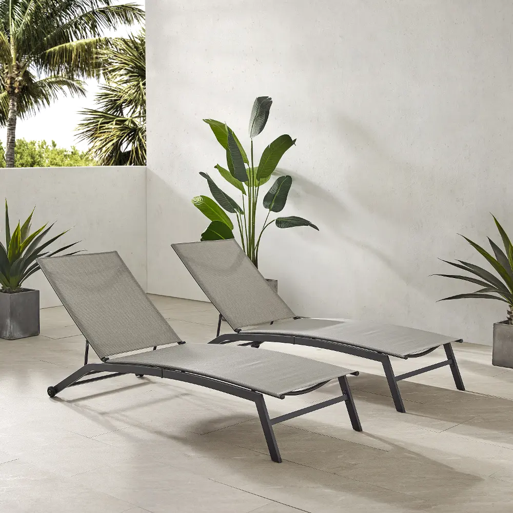 KO70390MB-LG Weaver 2 Piece Outdoor Sling Chaise Lounge Set-1