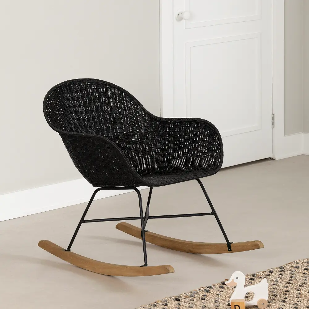 14524 Balka Black Rattan Rocking Chair-2