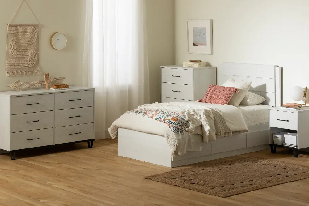 15372 Arlen 4-Drawer Chest, White Pine and Black Matte-2