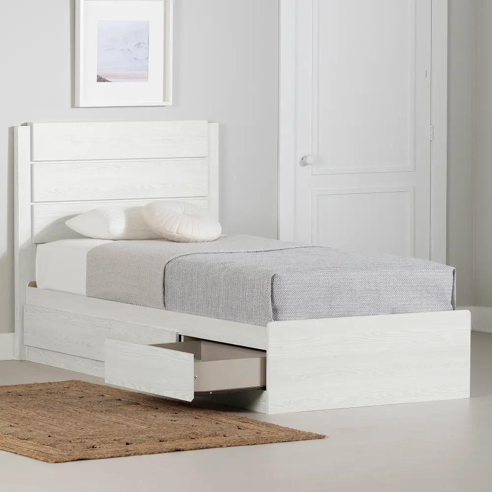 15380 Arlen White Pine Twin Storage Bed and Headboard Set-1