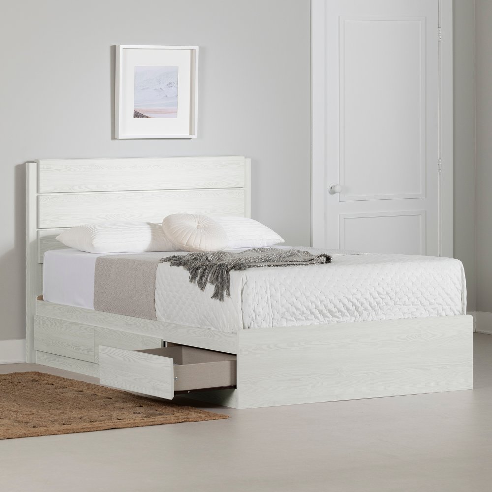 Arlen White Pine Full Storage Bed and Headboard Set