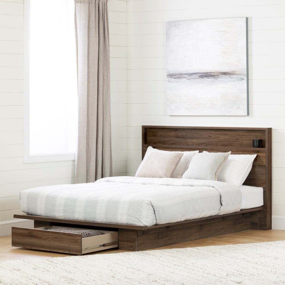 Tao Natural Walnut Full/Queen Bed & Headboard Set