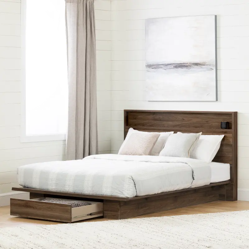 Tao Natural Walnut Full/Queen Bed & Headboard Set