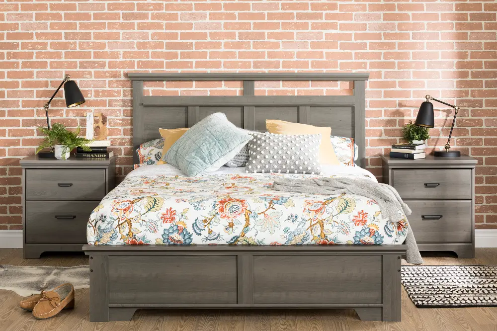 15491 Versa Gray Maple Queen Bed and Headboard Set-1