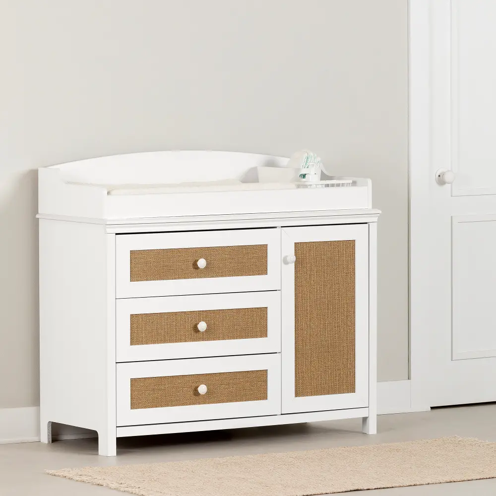 14743 Cotton Candy Rattan and White Changing Table-1