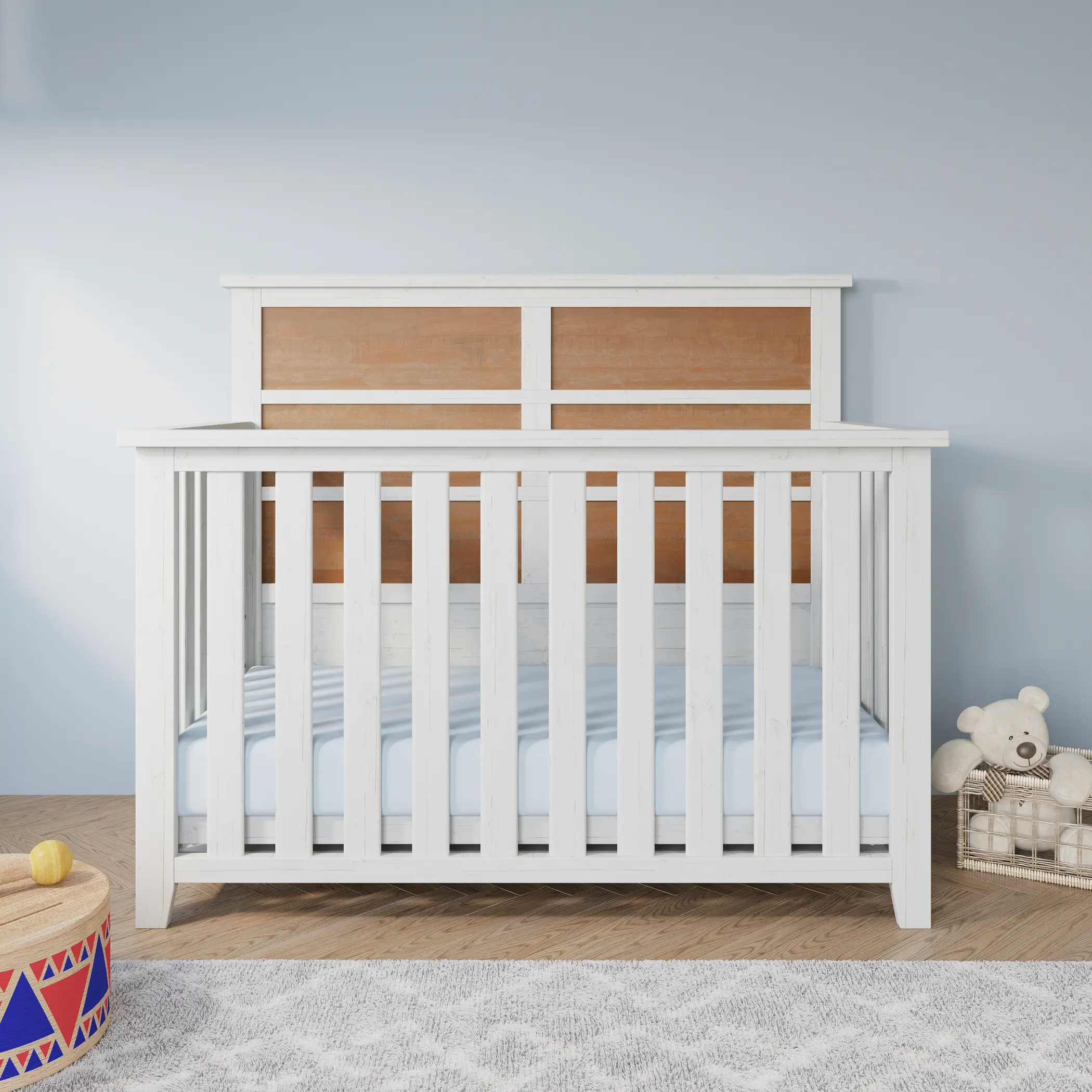 Ocean Grove 4-in-1 White and Brown Convertible Crib