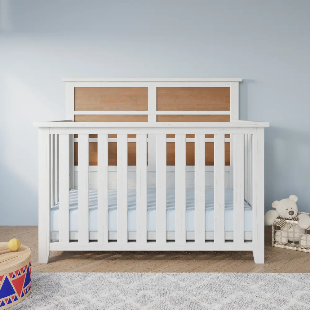 F35501.61 Ocean Grove 4-in-1 White and Brown Convertible Crib-1