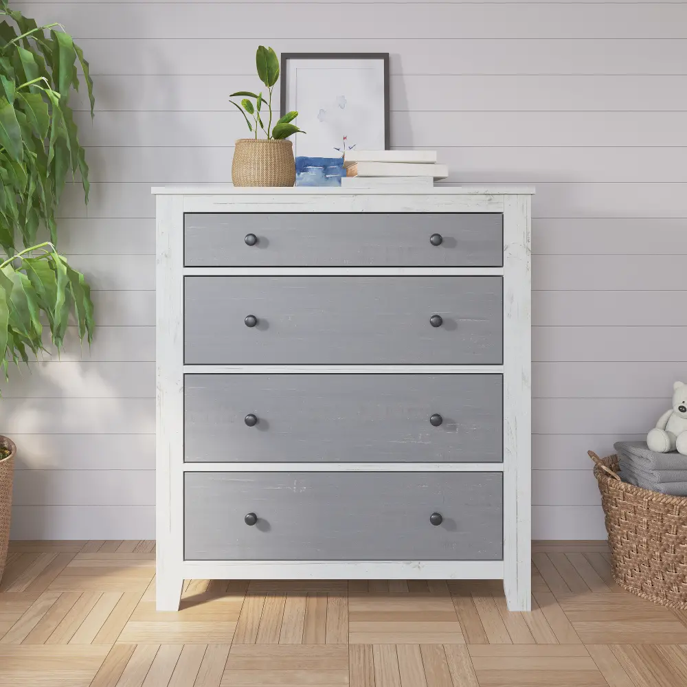 F05502.83 Ocean Grove White and Gray 4 Drawer Chest-1