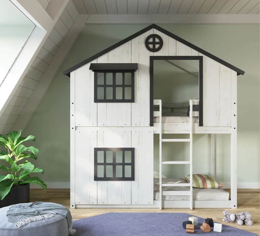 F28802.55 Modern Farmhouse Twin Over Twin Bunk Bed-2
