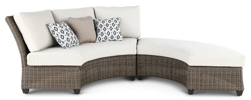 Havana Brown and Off White Curved Patio Sofa