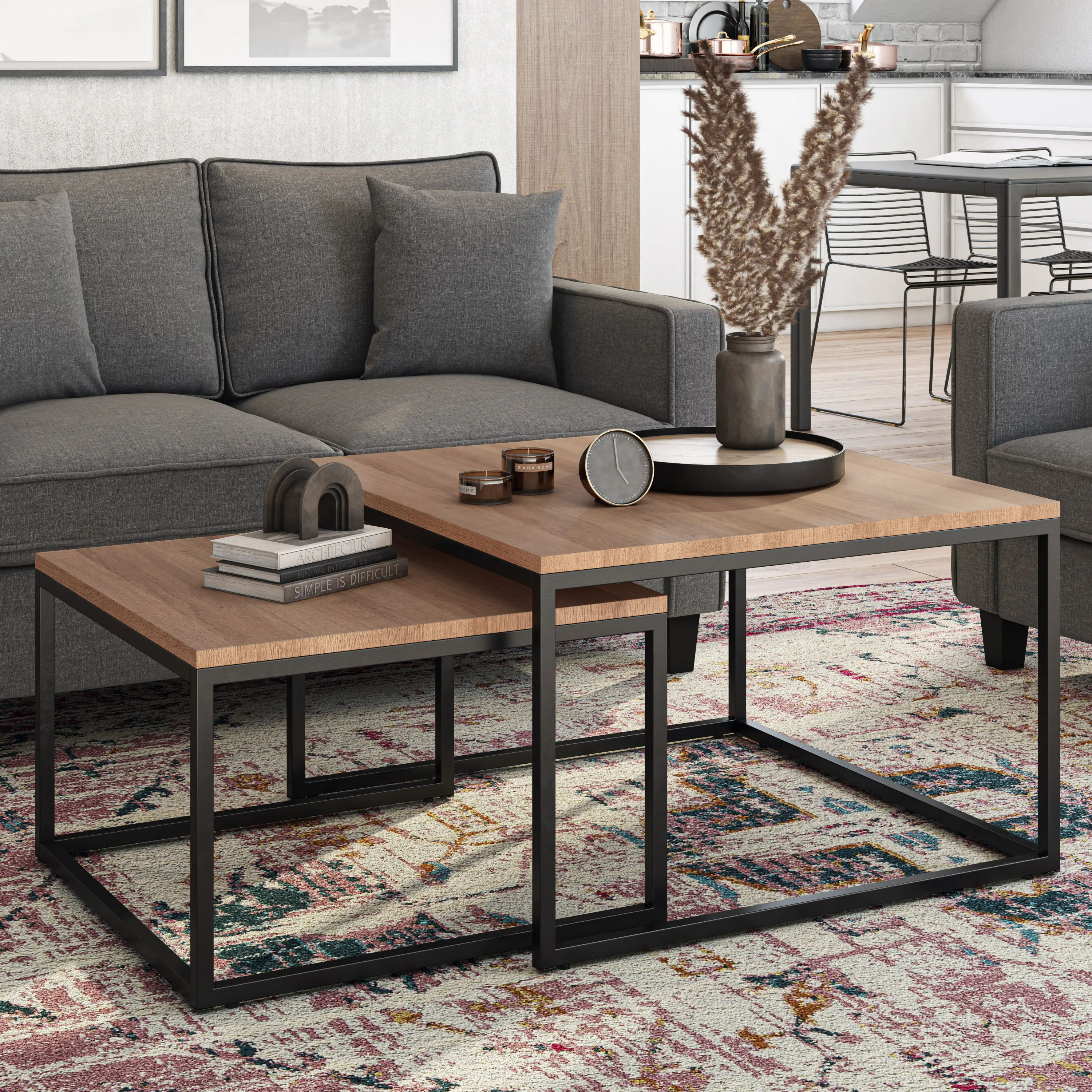 Fort Worth Brown Square Nesting Coffee Table