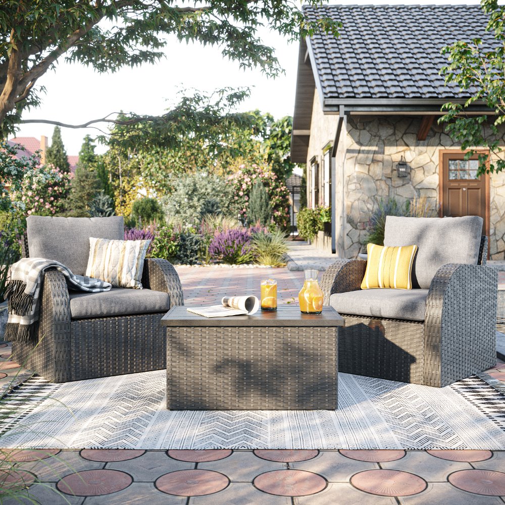 Brisbane Gray Outdoor Wicker Table and Chairs Set