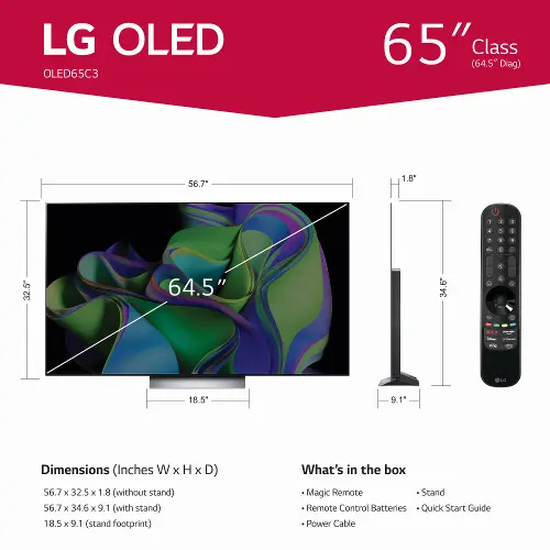LG C3 65 4K HDR Smart OLED evo TV OLED65C3PUA – Game Liquidations