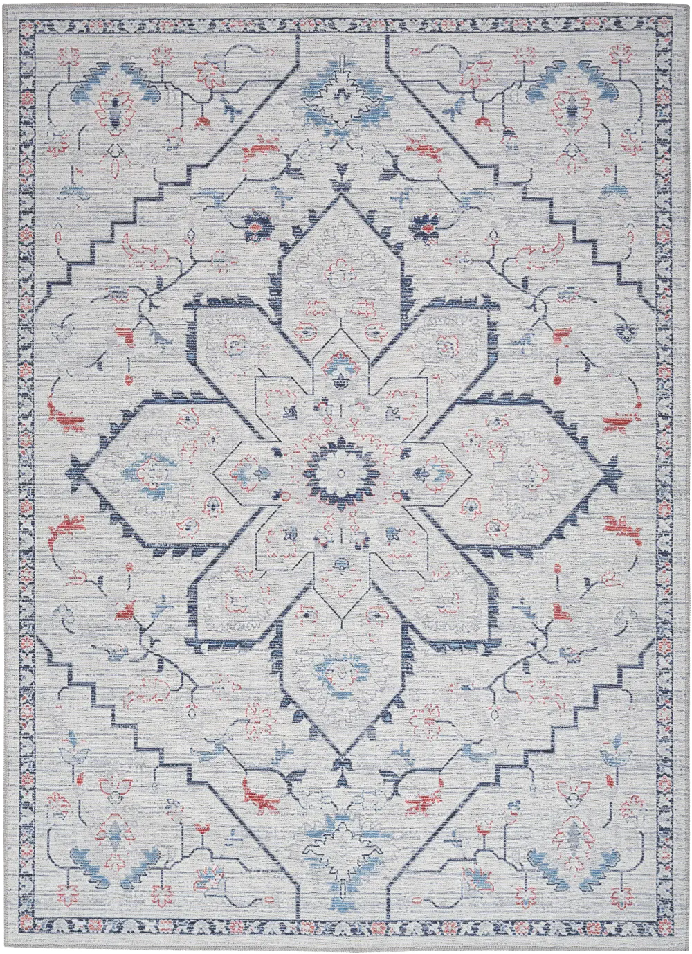 Nicole Curtis 5 x 7 Classic Blue and Ivory Area Rug-1