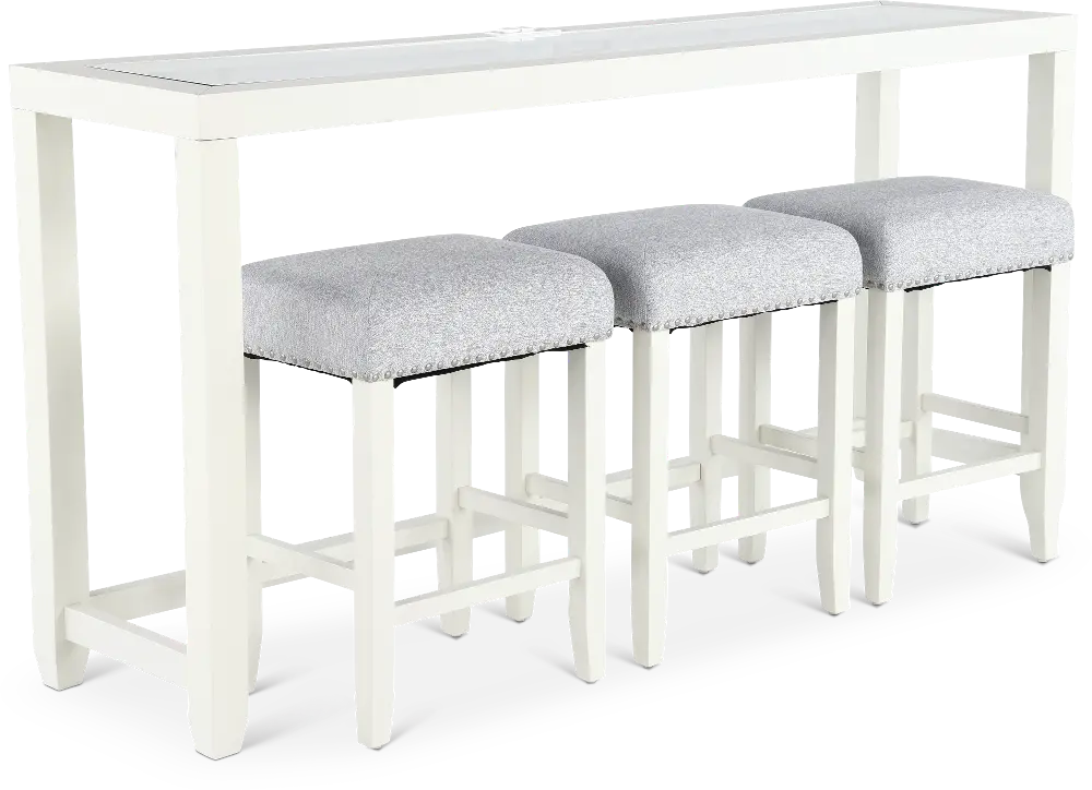 Cordero White Sofa Table and Stool Set-1