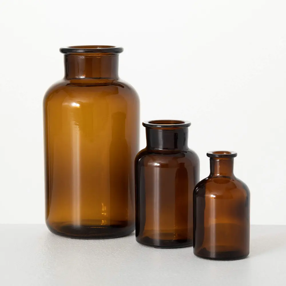 Large Amber Apothecary Vase-1
