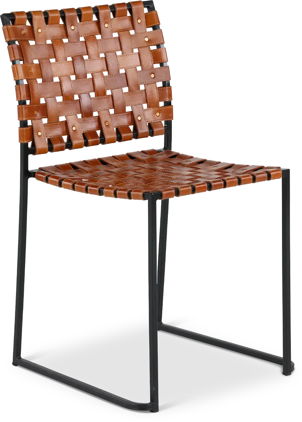 Finley Veracruz Brown Leather and Iron Dining Chair-1