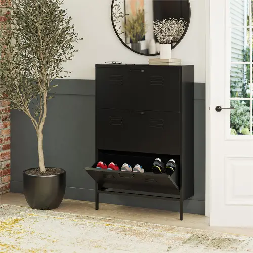 https://static.rcwilley.com/products/113248636/Evolution-Black-Metal-Shoe-Storage-Cabinet-rcwilley-image1~500.webp?r=8