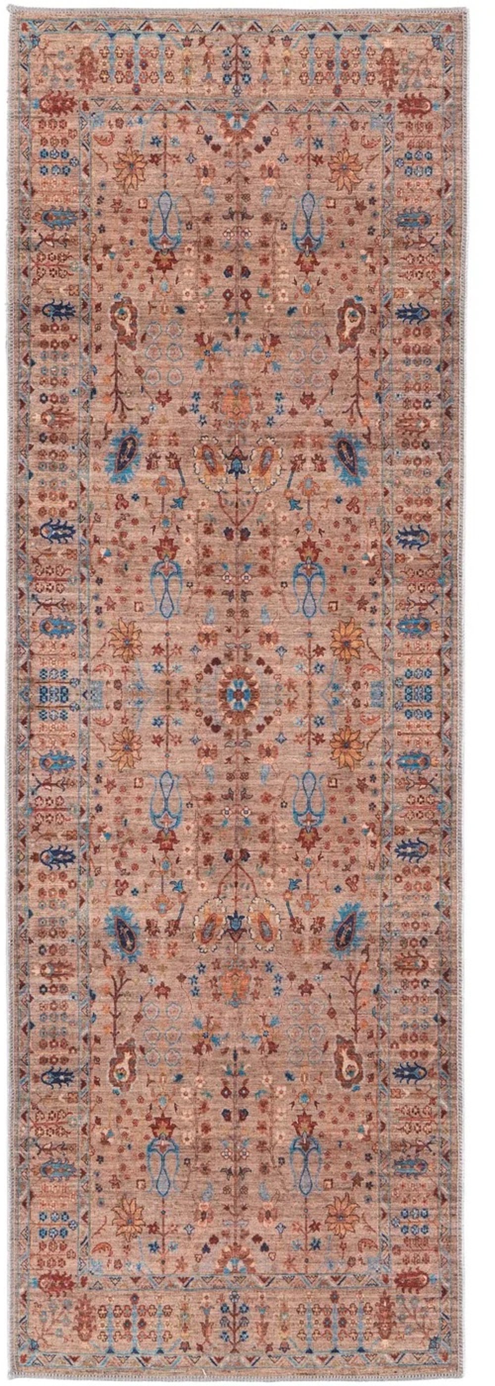 Rawlins 2 x 8 Beige Multicolor Antique Washable Runner Rug