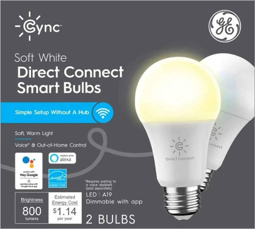 GE Cync 60-Watt EQ A19 Soft White Dimmable Smart LED Light Bulb (2-Pack)-1