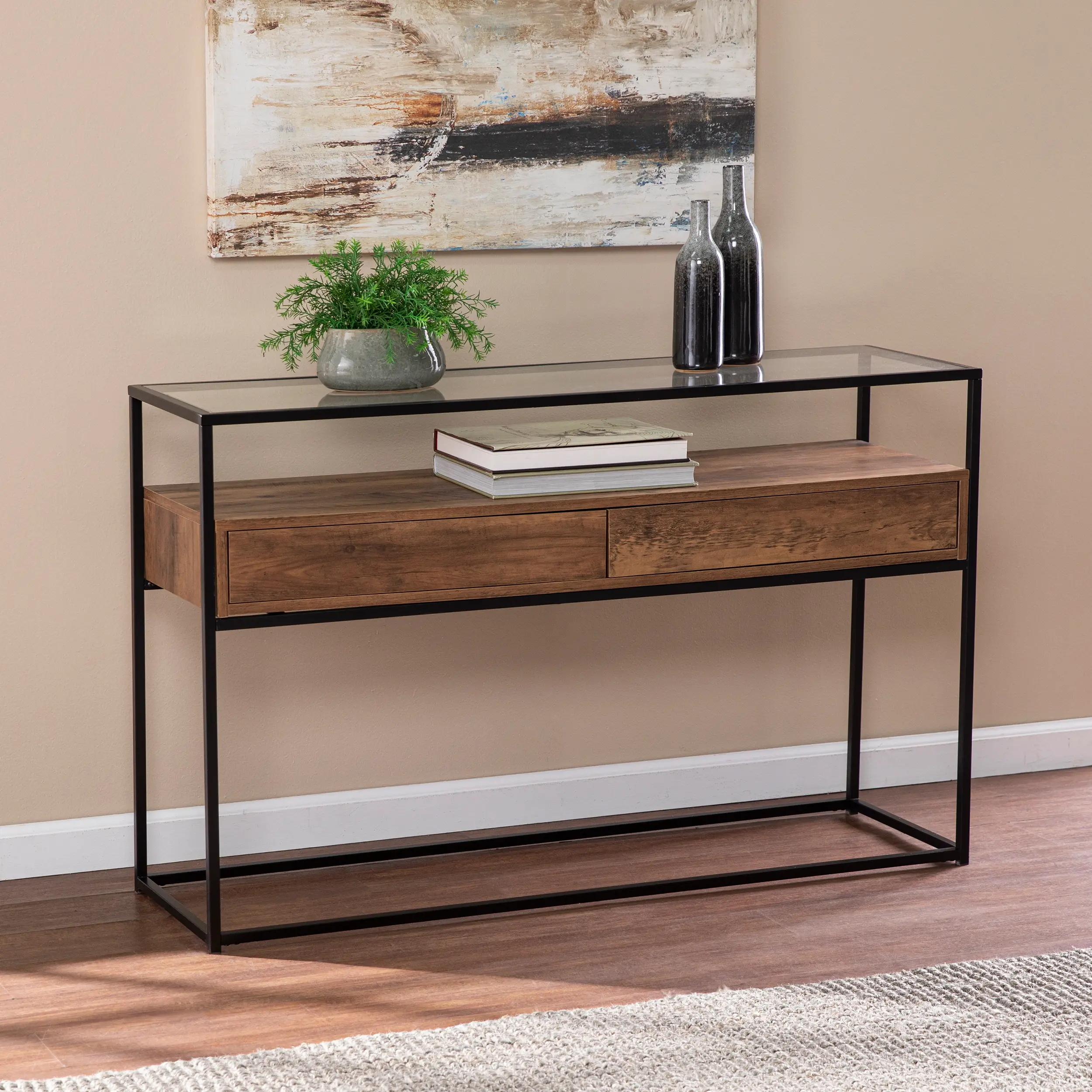 CM1014103 Olivern Glass-Top Industrial Console Table sku CM1014103