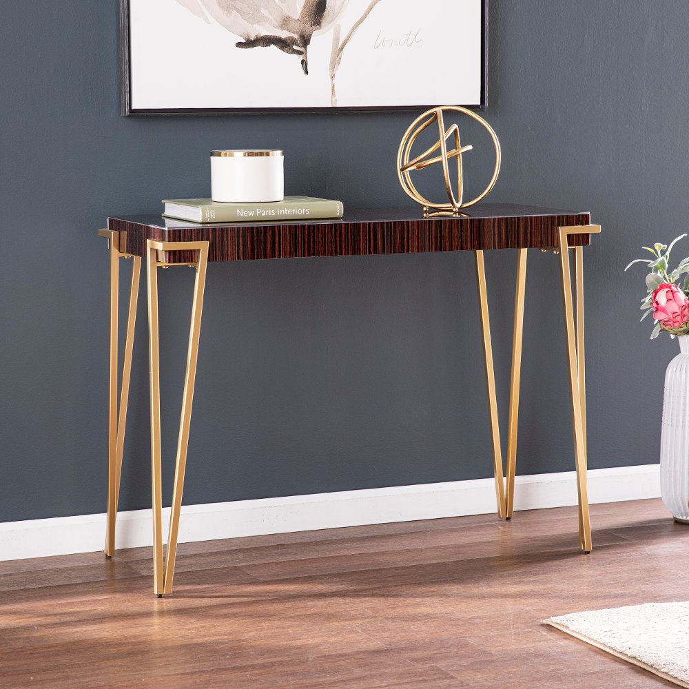 Brodkirk Brown & Gold Console Table