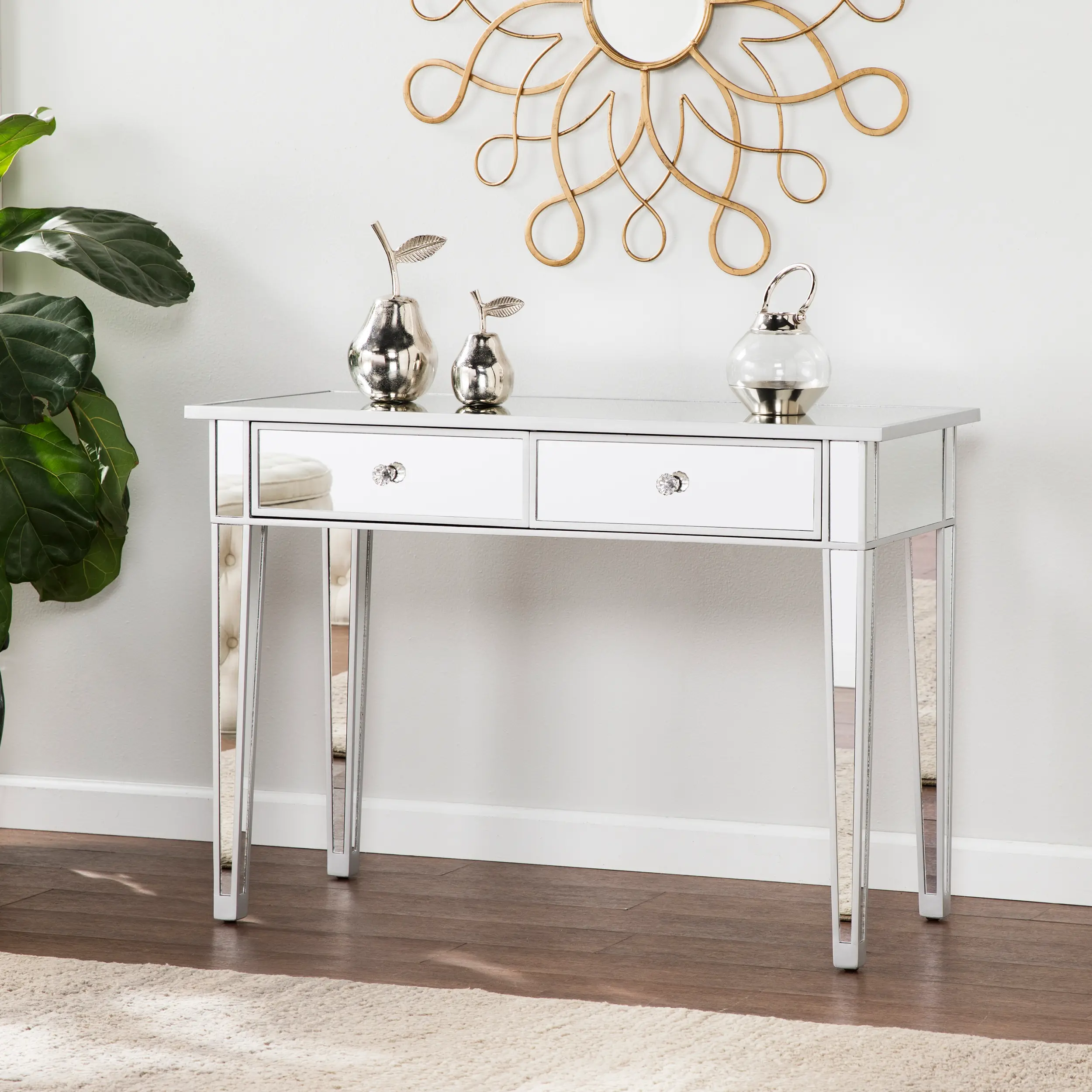 CM9163 Mirage Mirrored 2-Drawer Console Table sku CM9163